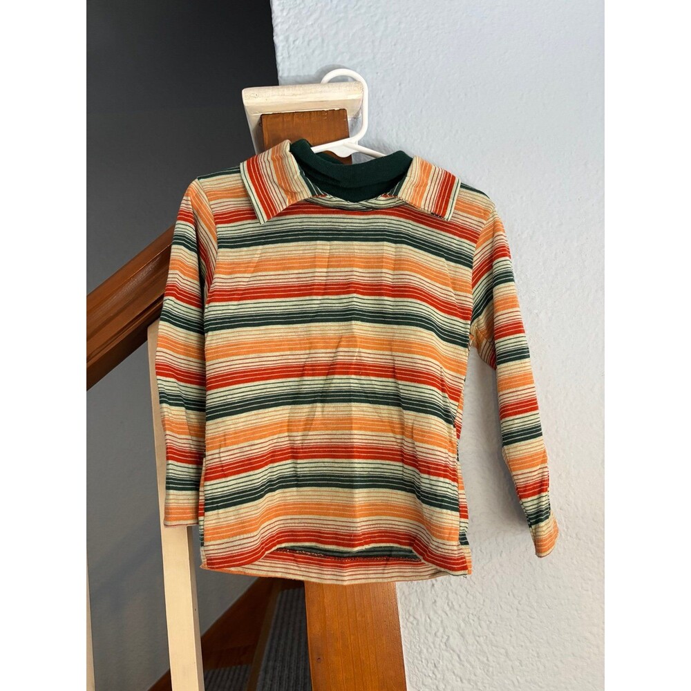 Knit mates striped single stitch collar shirt true vintage boy 4 5 6 groovy